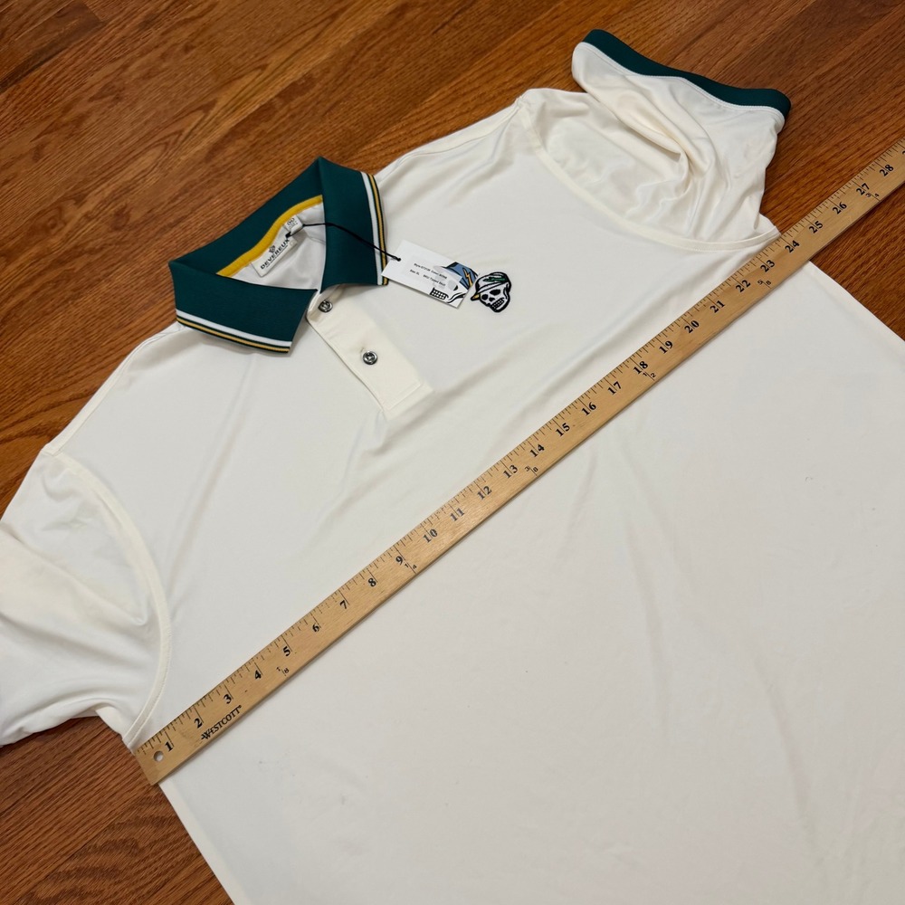 New Devereux Golf Polo Shirt Mens XL White Skull Head Logo Performance - Picture 10 of 14
